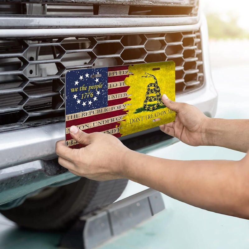 Smoaffly Don't Tread On Me License Plate,American Flag Decorative Car Front,Metal Plate,Vanity Tag,Aluminum Noverlty License Plate for Men/Women/Boy/Girls Car 6×12 Inch - Image 4